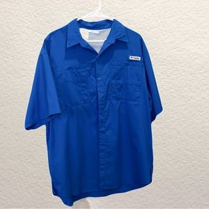 Columbia Men's PFG Skiff Guide Woven
Short Sleeve Shirt - L - Blue